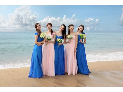 Mixed Blue and Pink Bridesmaid Dresses For A Beach Wedding